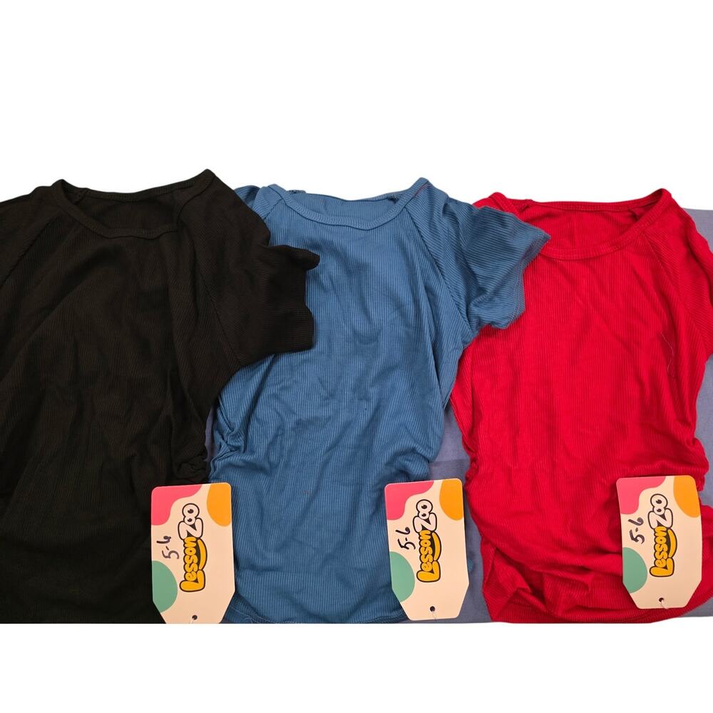 3pk Red/DarkTeal/Black Shirts 5-6 girls